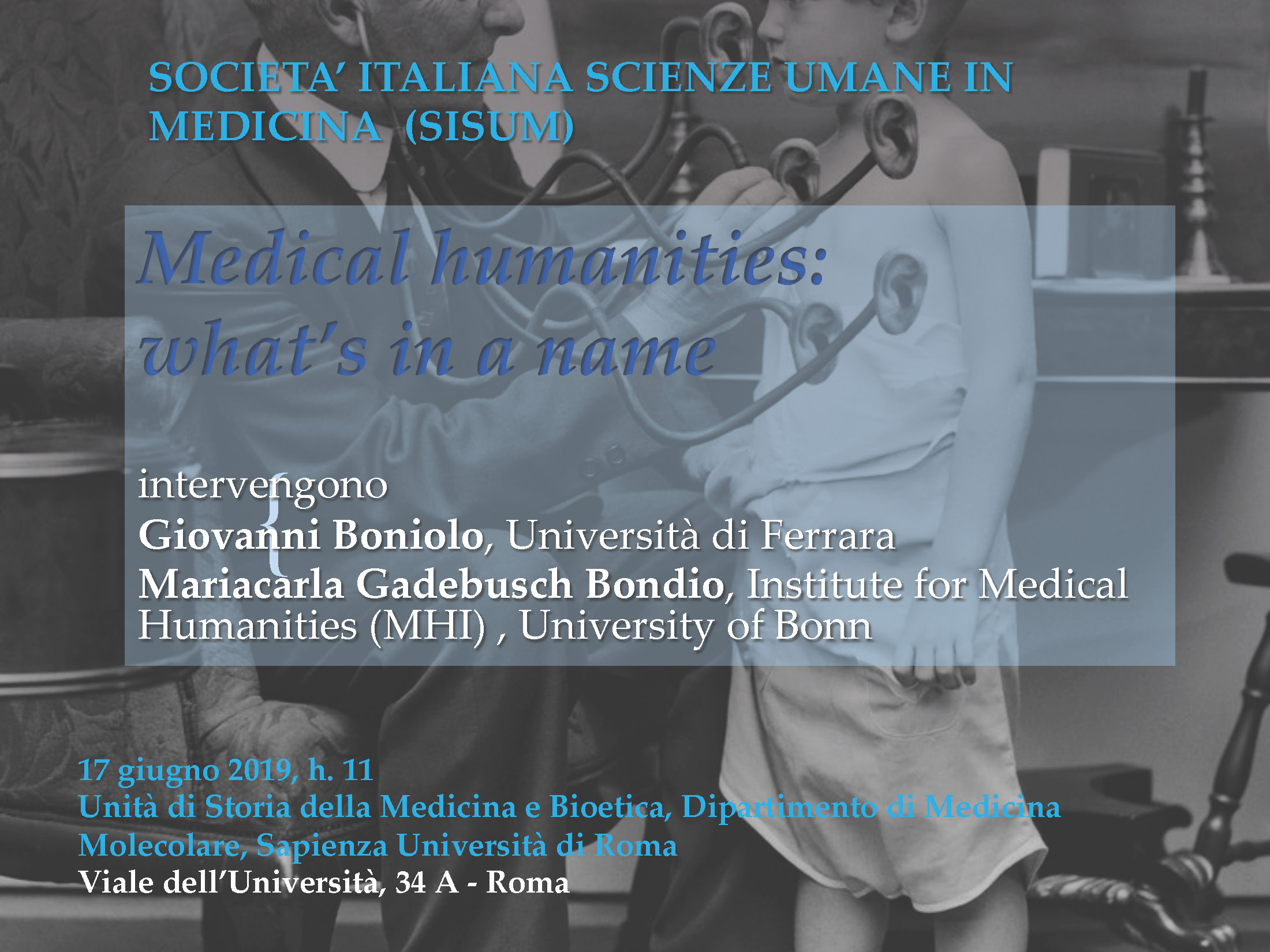 Conferenza “Medical Humanities: What’s in a name”, Roma, 17 giugno 2019