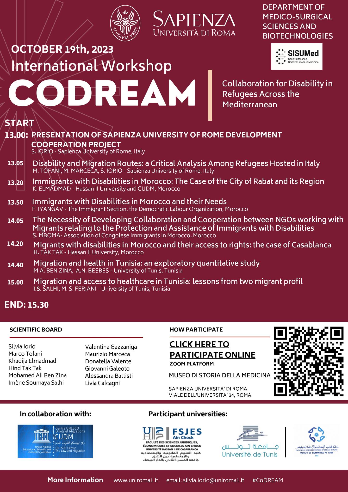 “CODREAM” – COllaboration for Disability in REfugees. Among Mediterranean, 19 ottobre 2023