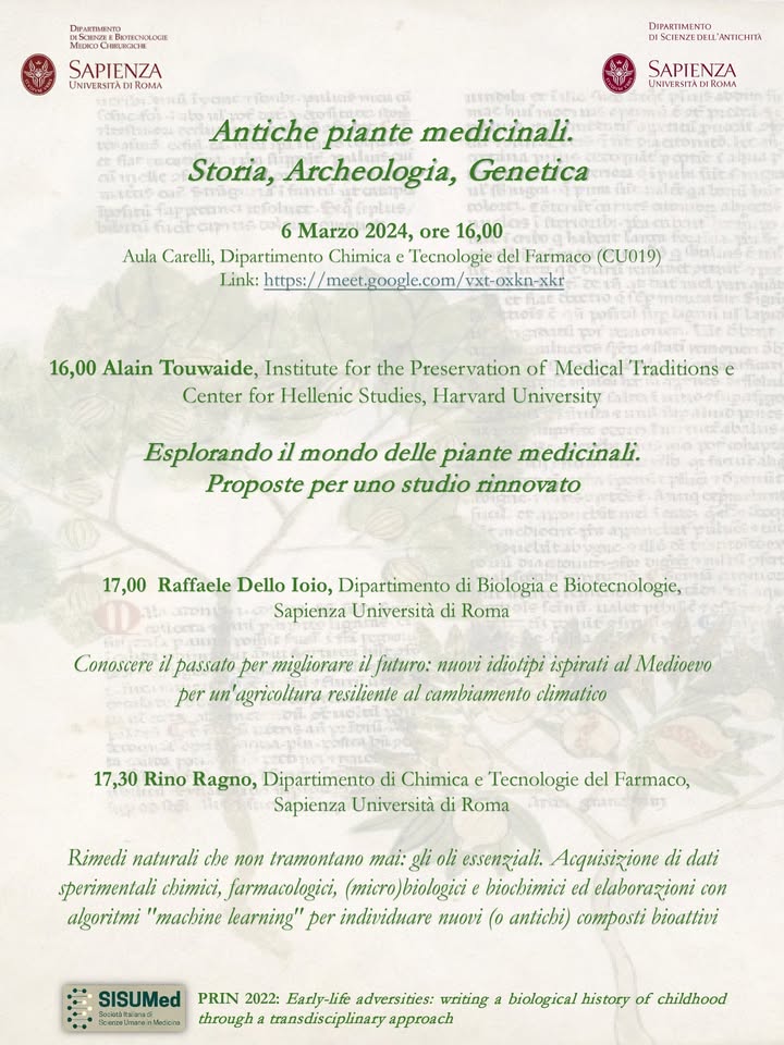 Antiche piante medicinali. Storia, archeologia, genetica